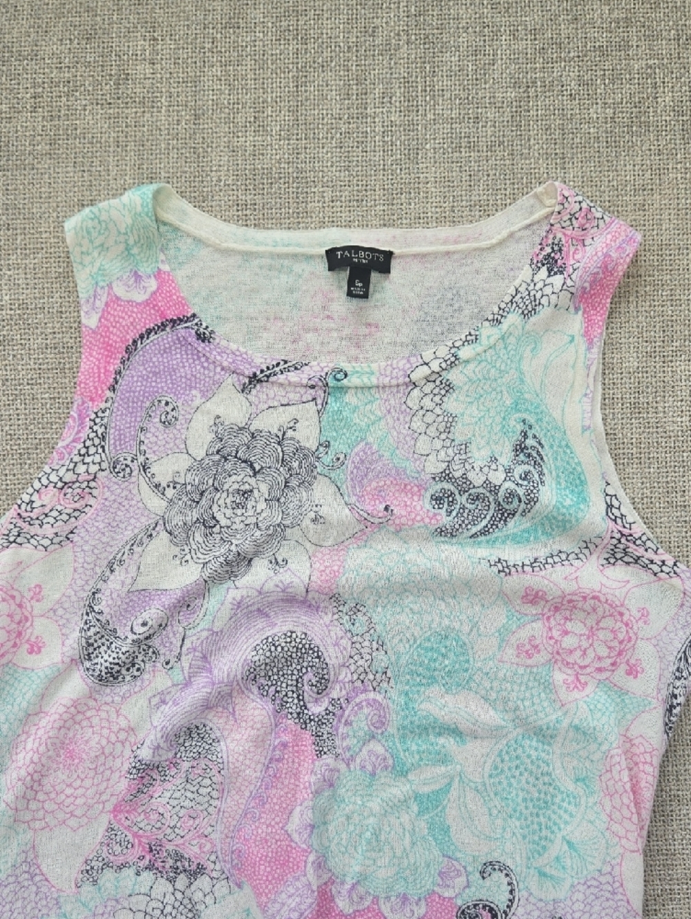 Talbots Linen Cotton Blend Sleeveless Lightweight Sweater - Picture 2 of 5